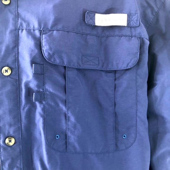 Magellan Outdoor Laguna Madre Navy XL long sleeve 2 pocket - Picture 3 of 7